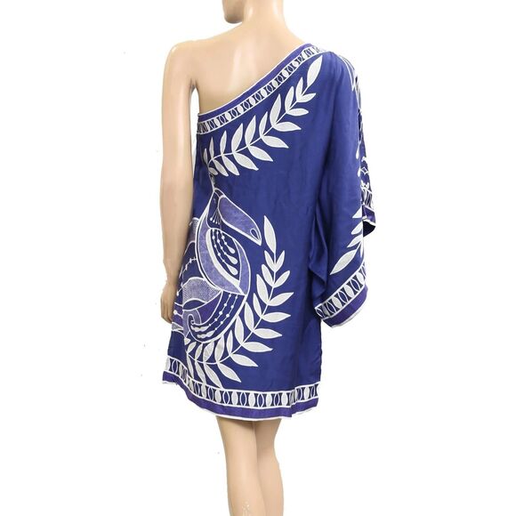 Farm Rio Anthropologie One Shoulder Mini Dress Bird Printed Beach S NEW 281563 - Picture 6 of 7